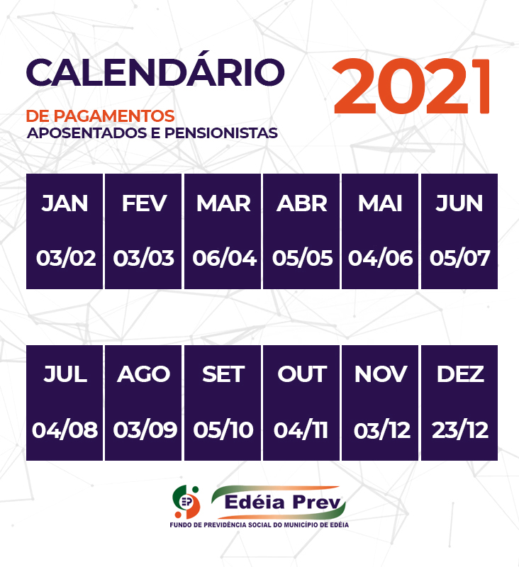 Calendário de Pagamentos de 2021